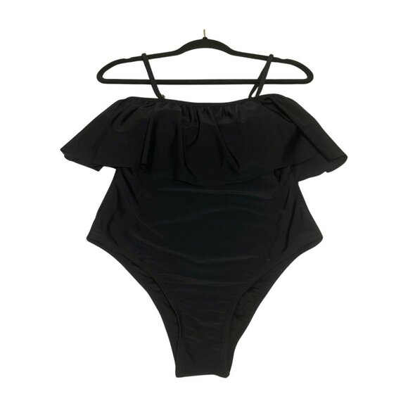 XOXO SUGAR COAST by Lolli Swim Women's Ruffle Top One Piece Black Size Medium - Picture 1 of 10